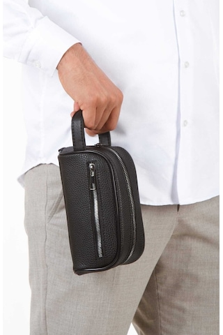 Vıatox Np- 2213 Mini Erkek Vegan Deri Portföy Clutch Traş Kozmetik Bakım Ve Günlük El Çantası Siyah