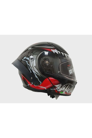 Ws-210 Güneş Vizörlü Çene Açılır Kask Kırmızı Dişli Şeffaf Vizörlü İtaly Dizany