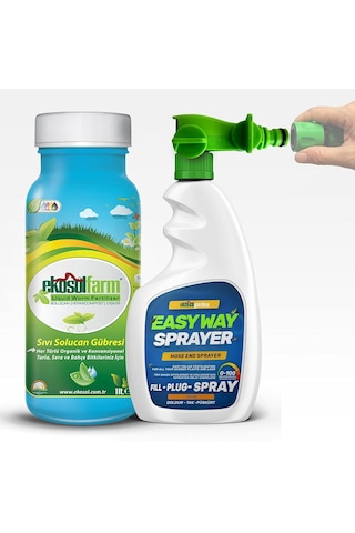Ekosolfarm Easy Way Hortum Ucu Sprayer + 1 Litre Ekosolfarm Sıvı Solucan Gübresi - Çim Ve Tüm Bahçe Bitkileri İçi 0,250