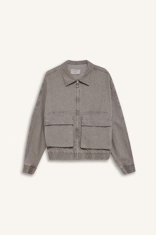 DeFacto Relax Fit Fermuarlı Cepli Jean Ceket C3414AX24AUNM55 Gri