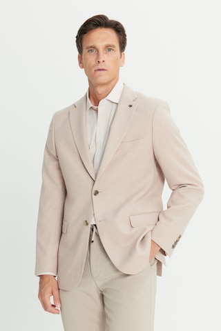 AC&Co / Altınyıldız Classics Erkek Bej Slim Fit Dar Kesim Mono Yaka Kapak Cepli Blazer Ceket Bej