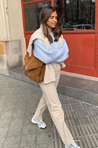 Bebe Mavisi Bisiklet Yaka Oversize Triko Kazak Mg1972 Bebe Mavisi