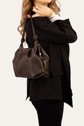 Westbag Kadın Dokulu Büzgülü Premium El Ve Omuz Çantası Acıkahve