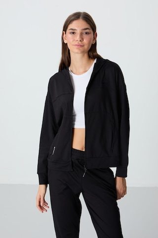 Tommy Life Siyah Kapüşonlu Gizli Cep Detaylı Standart Kalıp Kadın Eşofman Takımı - 95306 Siyah