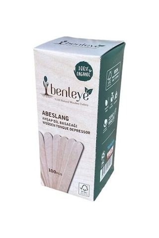 Abeslang Tahta Dil Çubuğu Basacağı Ağda Spatulası 100'lü