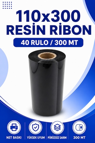 110x300mm Resin Ribon 40 Rulo 300 Mt Dayanıklı Tekstil, Yıkama, Etiketleme Termal Transfer 1 110x300mm Resin Ribon 40 Rulo 300 Mt Dayanıklı Tekstil, Yıkama, Etiketleme Termal Transfer 1