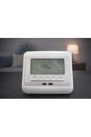 Programlanabilir Oda Termostatı 30 A Yerden Isıtma Uyumlu, 6 Kw, Dijital Lcd Ekran Beyaz
