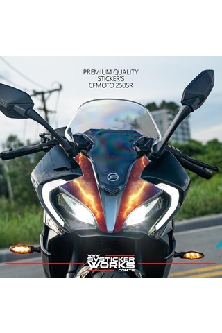 Cfmoto 250sr Sticker Ön Kafa Kaplama Modeli Hazır Kit Şimşek Sticker Desen Kaplama