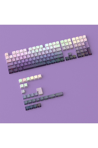 Contourline - Gradient Keycaps 130 Tuş İki Renkli Tam Set Çatlak Işıklı Tuş Takımı