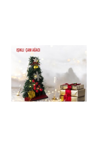 Dekoratif Işıklı Masa Üstü Yılbaşı Ağacı 20 Cm