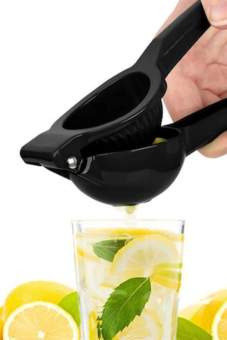 Metal Narenciye Limon Sıkacağı Özel Tasarım Desenli Limon Portakal Sıkacağı - Siyah Siyah