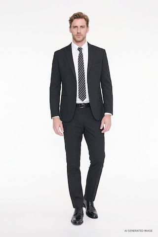 AC&Co / Altınyıldız Classics ERKEK SIYAH Ekstra Slim Fit Dar Kesim Kırlangıç Yaka Takım Elbise Siyah