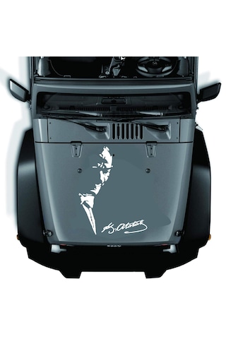 Atatürk Ve İmza Sticker, Mustafa Kemal Atatürk Silüet Ve İmza, Araba Oto Motosiklet Karavan Sticker 00627 15x11 Cm