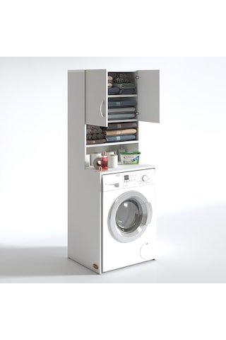 Kenzlife Çamaşır Makinesi Dolabı Hayzum Byz 180 066 55 Banyo Kiler Çift Kapaklı Arkalıklı Çok Renkli