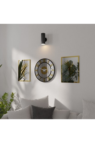 Dekoratif Ayna Pleksili Yaprak Tasarımlı 3 Parça Duvar Saati Gümüş - Altın