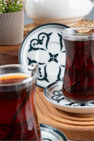Ahenk 6'lı Porselen Çay Tabağı Seti Beyaz