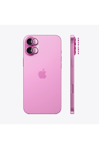 Safeus Safir Temperli Kamera Lens Koruyucu Apple Uyumlu iPhone 16 Plus Ve İle Pembe