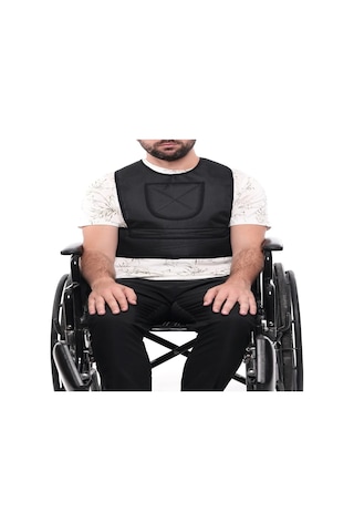 Tekerlekli Sandalye Için Yelek Tipi Destekli Emniyet Kemeri Siyah