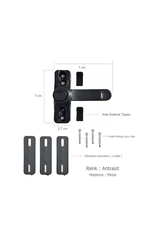 Pvc Pencere Emniyet Çocuk Güvenlik Kilidi Düğmeli Metal Antrasit