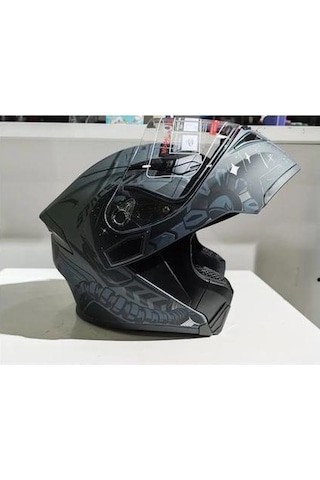 Jk-20 Jk902 Çene Pedli Güneş Vizörlü Çeneden Açılır Kask H-2 Grey Xl Beden