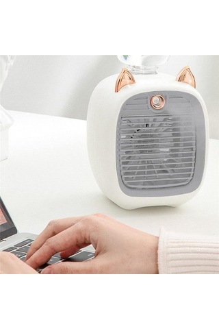 Sulu Klima Fanı, Mini Fan, Usb Fan, Masaüstü Turbo Sprey Nemlendirme Soğutucu Gri Ve Beyaz Heı3vt Var Ayaklı 5 Adetten Az