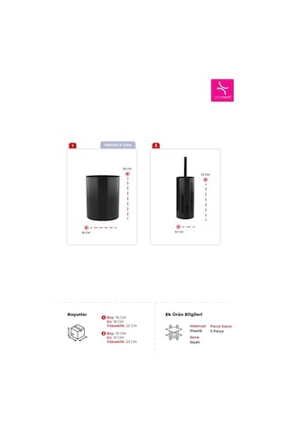 Prima Nova Flores 2'li Banyo Seti - Siyah Siyah