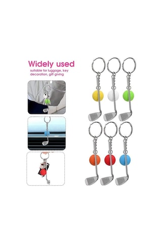 Gerçekçi Golf Tasarımlı Şık Anahtarlık Kolye Çanta Süsü Golf Keychain 4741 Altın - Beyaz