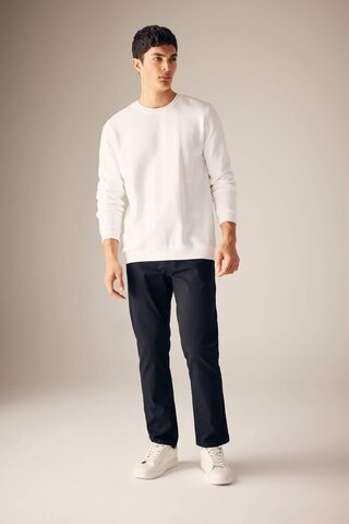 Defacto Regular Fit Bisiklet Yaka Kalın Basic Düz Sweatshirt T3777az23auwt34 BEYAZ Beyaz