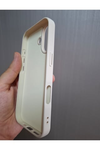 Apple Uyumlu iPhone 17 Logolu İçi Kadife Silikon Lansman Kılıf Bej