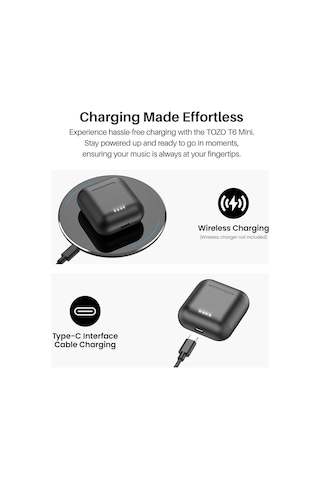 Tozo T6 Tws Kablosuz Bluetooth Kulaklık - Ipx8 Su Geçirmez Dokunmatik Şarj Kutulu Kulak İçi Kulaklık Diğer