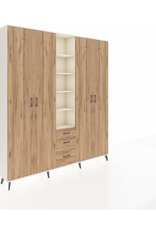 Arges Dolap 17 Raflı 3 Çekmeceli 4 Kapaklı 220x30x243 Aytaşı-çam/çam Atlas Çam/atlas Çam