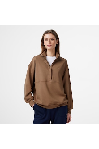 Nautica Kadın Kahverengi Regular Fit Sweatshirt Düz 57k605t Kahverengi