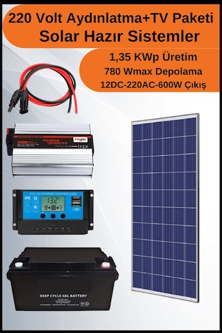Tv+aydınlatma Grande Solar Paket 220 Volt-1.35kwp