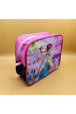 Frozen Temalı Pembe Beslenme Çantası Omuz Askılı Fermuarlı