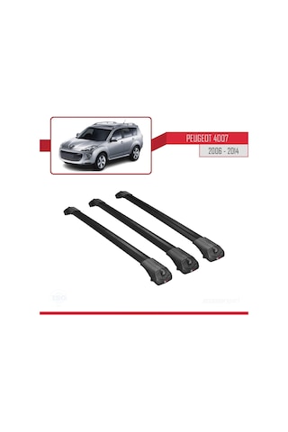 Peugeot 4007 2006-2014 Arası İle Uyumlu Ace-1 Ara Atkı Tavan Barı Siyah 3 Adet Bar