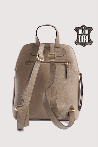 Hakiki Deri Kadın Sırt Çantası Vizon Smr9209 Vizon
