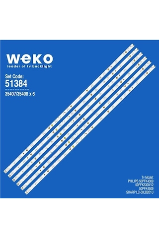 Wkset-6384 35407x6 35408x6 500tt26 V5 R 500tt56 V0 L Type Birleştirilmiş Led Kodu 6 Adet Led Bar Tvnizi Açıp İçindeki Led Barla Birebir Aynısı Olduğunu Görmeden Almayınız. Sonrasında İade Almamaktayız.