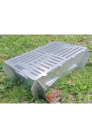 Lazer Tamamı Paslanmaz Çelik Mangal Portatif Pratik Katlanabilir 41x25 Cm Çok Renkli