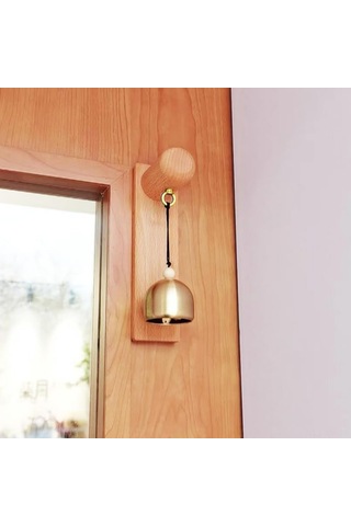 Ximistore9 Ahşap Ve Bakır Zil, Dükkan Giriş Alarmı, Ev Dekoru - Doğal Fıstık Ağacı, El Çileli
