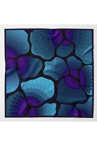 Zerafetim Twill İpek Eşarp Ultramarine Siyah Mor