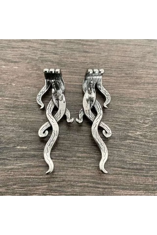 Ahtapot Dokunaç Hayvan Abartılı Küpeler Kadın Modası Retro Alaşımlı Küpeler Antik Gümüş