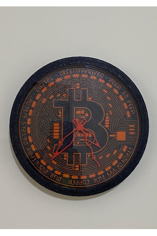 Bitcoin Temalı, Siyah Kasa, Şık Duvar Saati Siyah