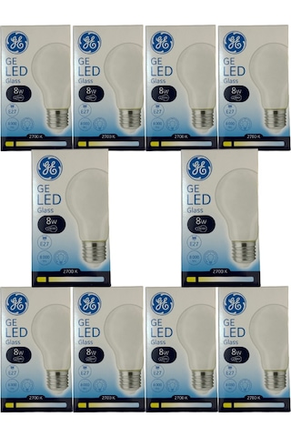 General Electric 8w 2700k Sarı Işık E27 Duylu Led Cam Ampul 10 Adet