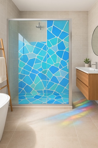 Vitray Desen Yapışkanlı Şeffaf Folyo 67cmx 2 Metre Açık Mavi