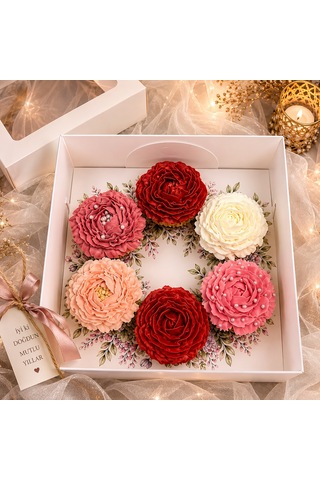 Erguvan Çelenk Desenli 6 Lı Cupcake Kutusu 25x25x10
