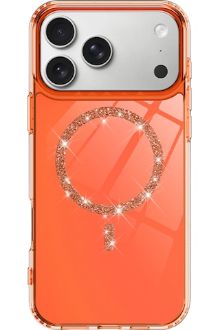 Sptmgldı Newface Apple Apple iPhone Uyumlu 17 Pro Max Live Diamond Magsafe Kapak - Turuncu