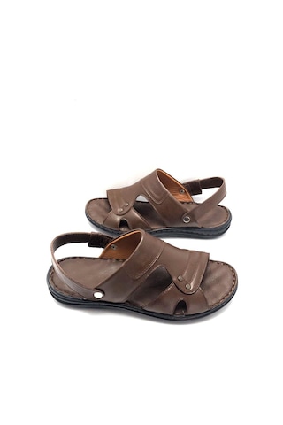 Deritarz Hakiki Deri Tam Ortopedik Masajlı Kahve Erkek Sandalet Kahverengi