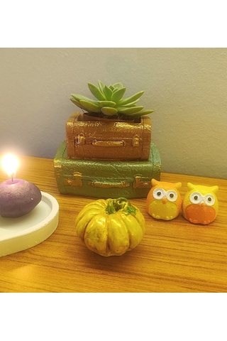 Artepieza Vintage Çift Bavul Saksı- Masaüstü Düzenleyici- Dekoratif Bavul Kalemlik Yeşil-kahve 12 8 1 Adet