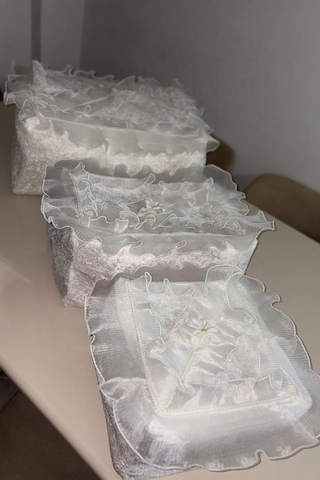 Pliseli Kadife 3lü Hurç, Kadife Söz Nişan Hurcu Çeyizlik 3 Lü Set Çeyizlik Hurç Seti Krem Çok Renkli