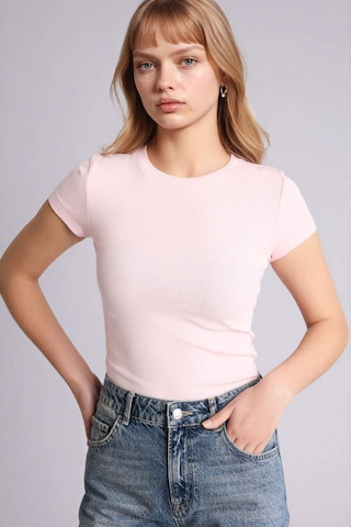 Defacto Fıtted Bisiklet Yaka Ribana Kısa Kollu Tişört E0288ax26sppn38 Pembe-pn38